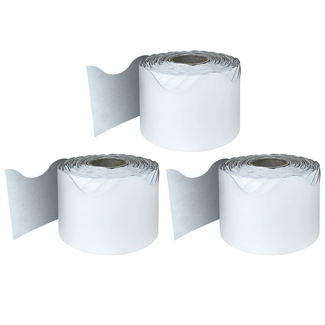 Bordure Blanche Roulée à Bord Festonné, 65 Pieds par Rouleau, Lot de 3