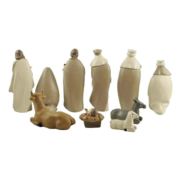 crèche de noël. figurines de statues de la nativité avec masques