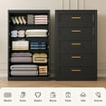 thumbnail image 3 of Black 5 Drawer Metal Dresser for Bedroom, Tall Black and Gold Dresser for Closet, Metal Chest of Drawers, Dressers & Chests of Drawers for Living Room, Hallway, Office, Bedroom, 3 of 15