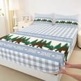 thumbnail image 3 of Manfei Aztec Bear Queen Sheet Set,Farm Cabin Check,4-Piece, 3 of 7