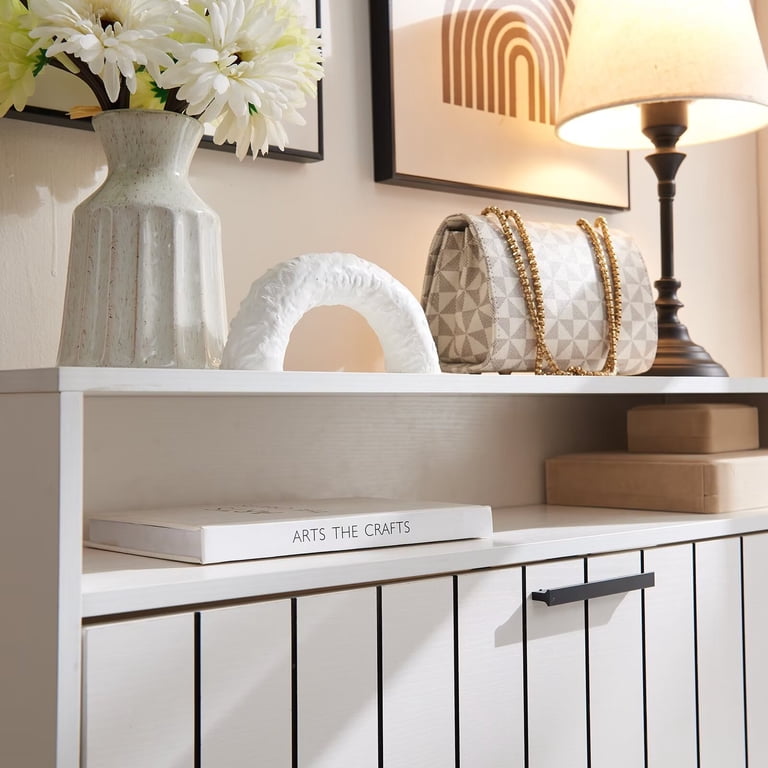 Sweiko Narrow Shoe Storage Cabinet with 2 Flip Drawers Wooden Shoe