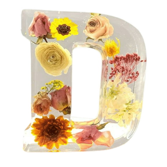 Floral Night Light with Flower & Letter Design - Handcrafted Resin Home Decor, Warm Glow Bedroom Nursery Living Room Lighting, Unique Gift for Housewarming Birthday