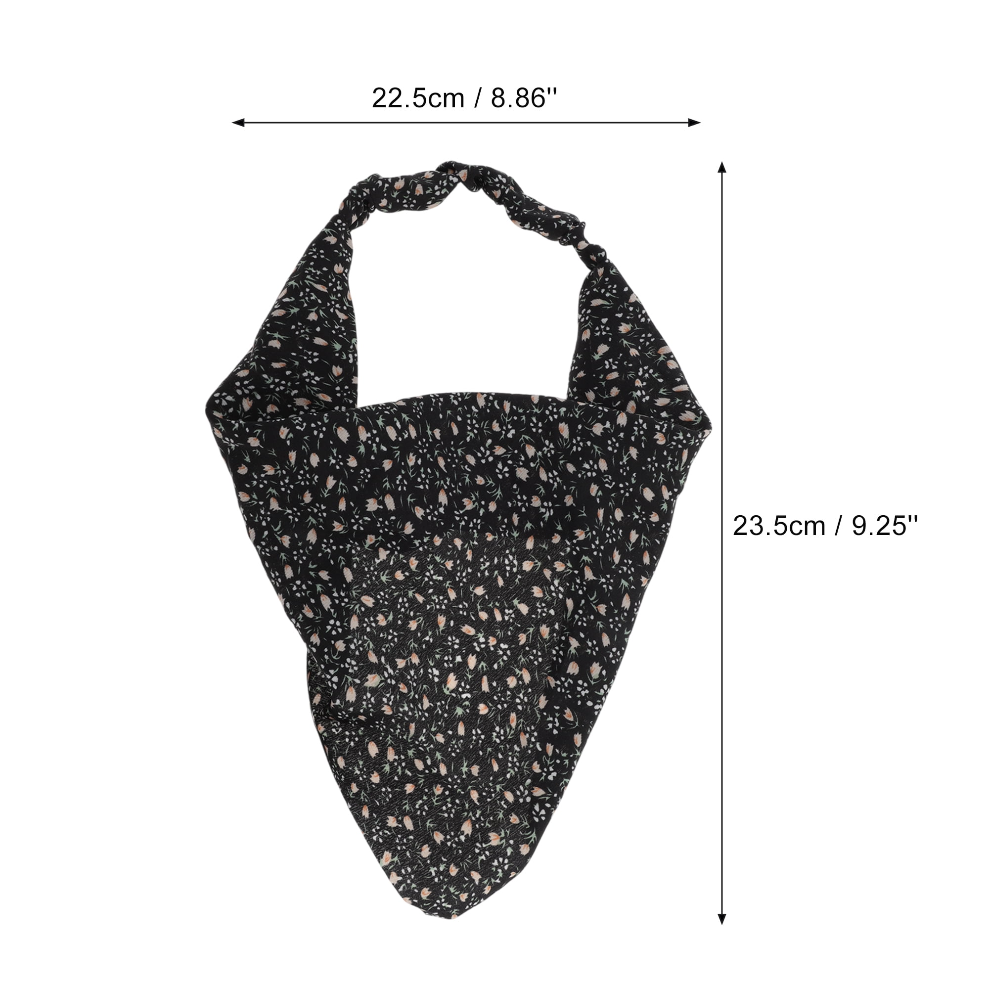 Unique Bargains 1pc Stylish Ditsy Floral Headwrap 9.25''x8.86'' Black