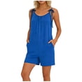 thumbnail image 6 of SYMOID Womens Casual Sleeveless Romper with Pockets Adjustable Spaghetti Straps Loose Fit Blue S-XXL,Size L, 6 of 6