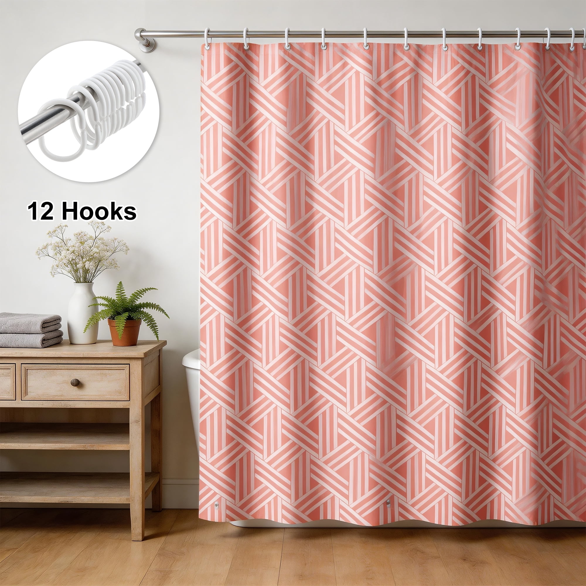 Unique Bargains Simple Waterproof Geometric Pattern Shower Curtain 70.87x70.87