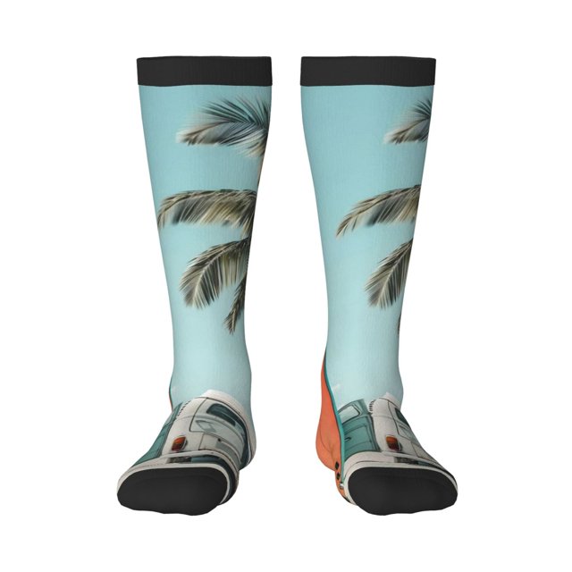 Balery Vintage Surf Van Beach Calcetines novedosos Calcetines deportivos Calcetines hasta la rodilla Calcetines de algodón Calcetines originales y geniales