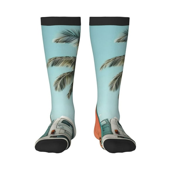 KLL Vintage Surf Van Beach Print Women's Men's Ankle Socks 1-pack Casual Athletic Socks for Unisex Adult Moisture-Wicking Socks for Daily Wear/Running/Sport