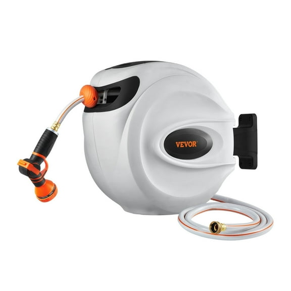 Retractable Hose Reel Water Hose Reel 65'x5/8" 180° Swivel Wall-Mounted