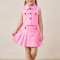 thumbnail image 2 of BOOMNY Girls 2 Peice Outfit Set Summer Clothes Set for Girls Sleeveless Casual Solid Color Vest Pleated Skirts Cozy Kids Dailywear, 2 of 6