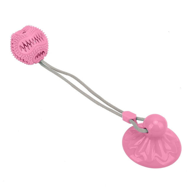 Suction Cup Dog Chewing Toy, Multi-Functional Squeaking Sound Design Dog Rope Ball Toy For Indoors And Outdoors For Pets Pink