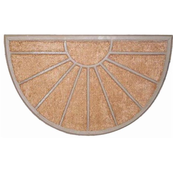 Geo Crafts G218-30-TCN255-BEI 18 x 30 in. Rubber Coir Molded Sunburst Doormat, Beige