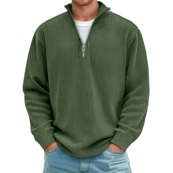 VNKIDY Sweatshirts Men Stand Collar Zip Up Long Sleeve Corduroy Shirt Casual Soft Warm Textured Shirt Jacket Fall Winter Season Male Solid Color Autumn Streetwear Relaxed Fit