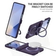 thumbnail image 4 of TECH CIRCLE for Galaxy Z Flip 7 2025 Magnetic Phone Case with Rotating Stand Grip Ring Holder, Compatible with MagSafe, Built-in Tempered Glass Screen Protector, Protective Slim Cover, Dark Purple, 4 of 7