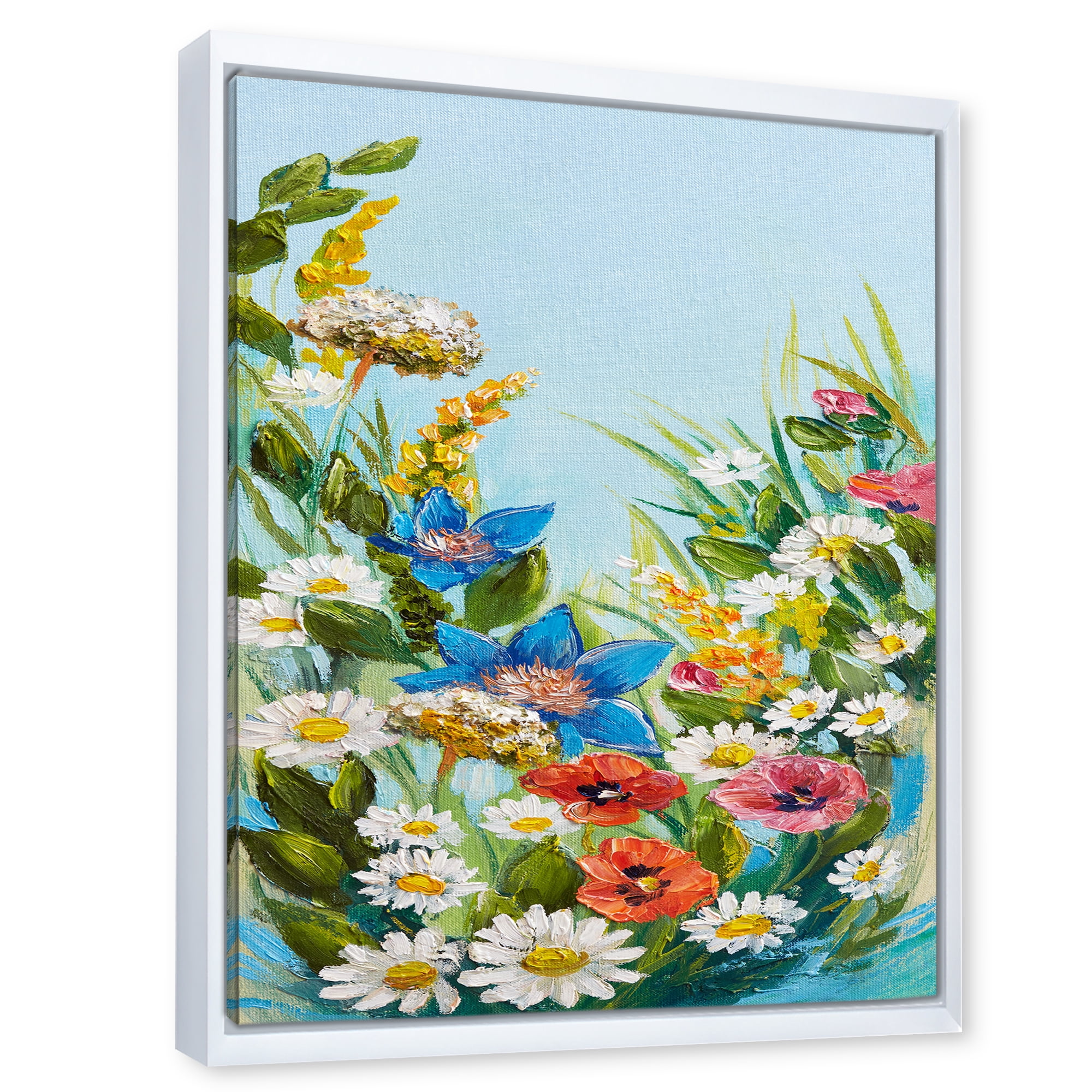Designart 'Still Life Of Colorful Wildflowers With Leaves I' Traditional Framed Canvas Wall Art Print