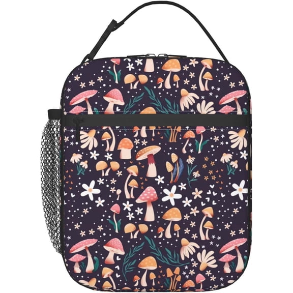 Mushroom Lunch Box Insulated Lunch Bag for Women Reusable Leakproof Cooler Portable Tote Lunchbox for Work Office Travel Picnic