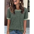 thumbnail image 5 of Women'S Textured Shirts Tops Short Cap Sleeve Shirts Loose Fit Summer Outfits Green S, 5 of 7