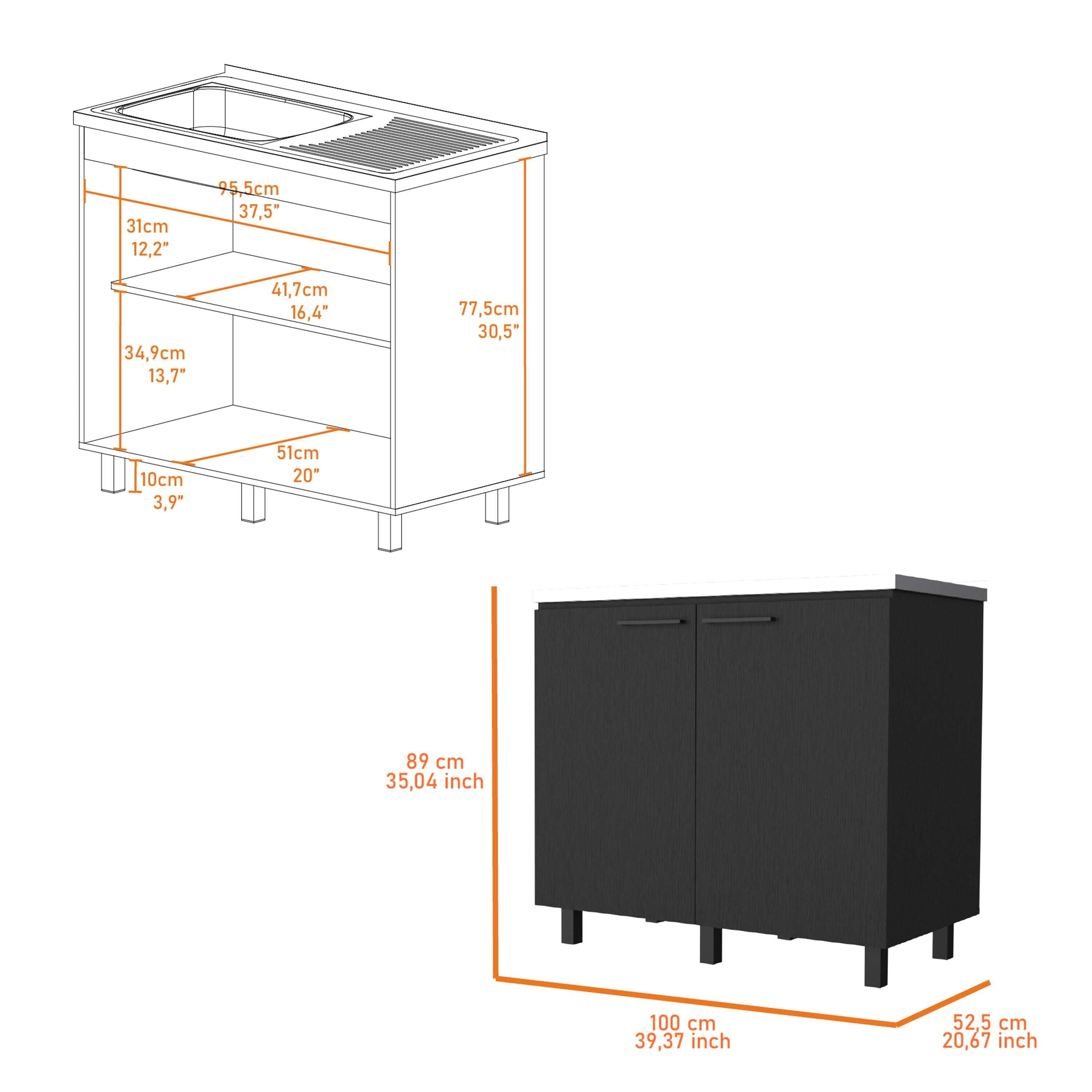 Black 2 Utility Sink and Cabinet