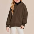 thumbnail image 7 of GiLiling Teen Girls Fleece Split Hoodie, Kids Plain Oversized Loose Pullover, Thumb Hole Hooded Sweatshirt, Cute Warm Clothes (Brown, 11-12 Years), 7 of 7