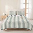 thumbnail image 3 of Queen Quilt Set 90''x96'', Green Stripe Lightweight Summer Bedspread Coverlet Set with 2 Pillow Shams, Modern Farmhouse Geometric Striped Breathable All Season Quilt Bedding for Bedroom/Guest Room, 3 of 9