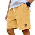 thumbnail image 3 of Men’s Corduroy Casual Shorts, Elastic Waist with Drawstring, Soft Ribbed Texture for Everyday, Loungewear & Streetwear Yellow L, 3 of 8