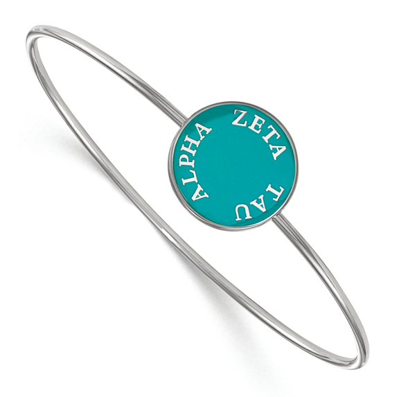 Solid 925 Sterling Silver Zeta Tau Alpha Enameled Slip-on Bangle (18mm)