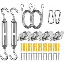 Shade Sail Hardware Kit, Sun Sail Hardware Kit with 304 Stainless Steel Wire Rope for Square/Rectangular/Triangle, Anti-Rust Sail Shade Hardware Kit for Outdoor Lawn and Garden (5" | 42 pcs) B