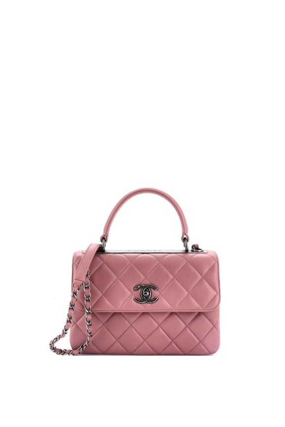 Pre-Owned Trendy CC Top Handle Bag Quilted Lambskin Small By Rebag