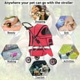 thumbnail image 2 of YRLLENSDAN Pet Gear Dog Stroller Small Dogs, Folding Cat Stroller with Cup Holders 3 Wheel Pet Strollers for Small Dogs Puppy Stroller Travel Carrier Dog Stroller for Medium Dogs, Red, 2 of 7