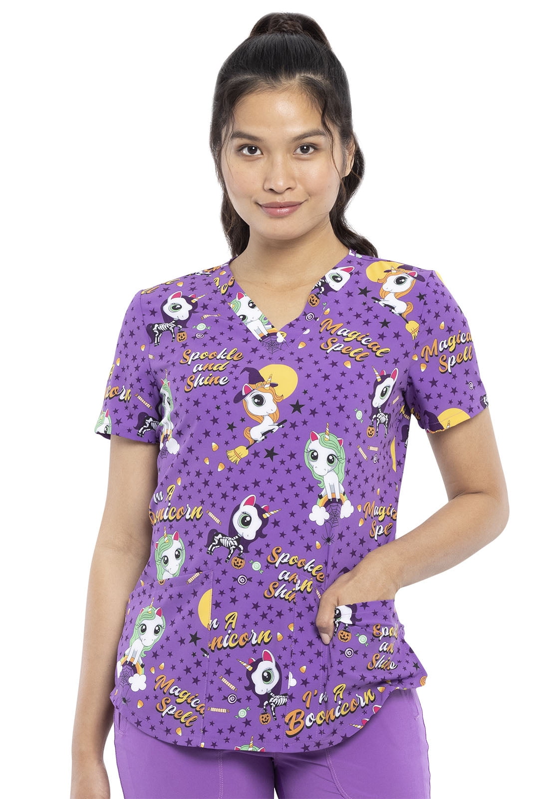 Cherokee Prints Women's Scrubs Top V-Neck Print CK662