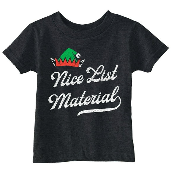 Toddler Funny T Shirts Nice List Material Sarcastic Christmas Graphic Novelty Tee For Young Kids