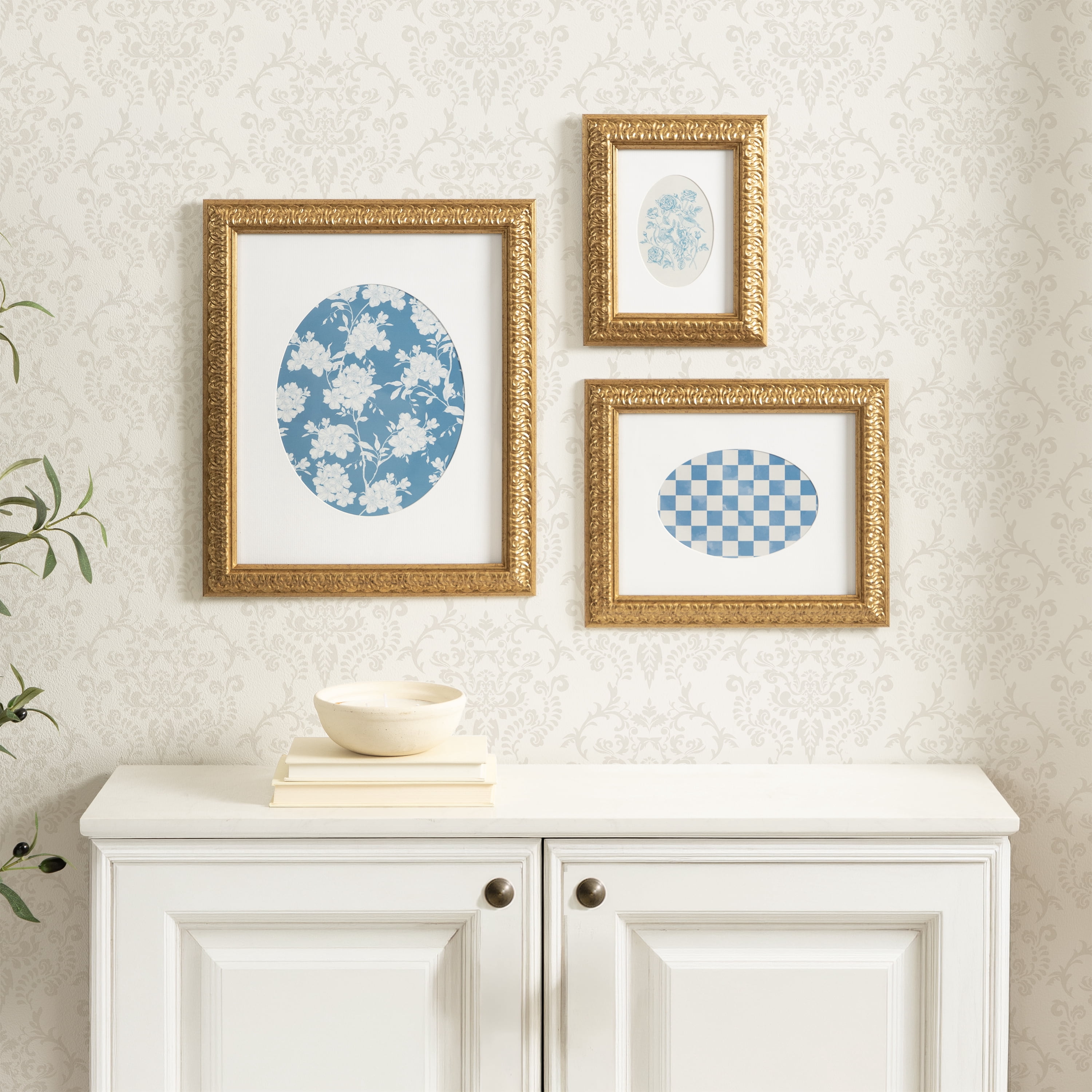DesignOvation – 8x10 Picture Frame – Ornate Matted Antique Gold Wall Photo Frame