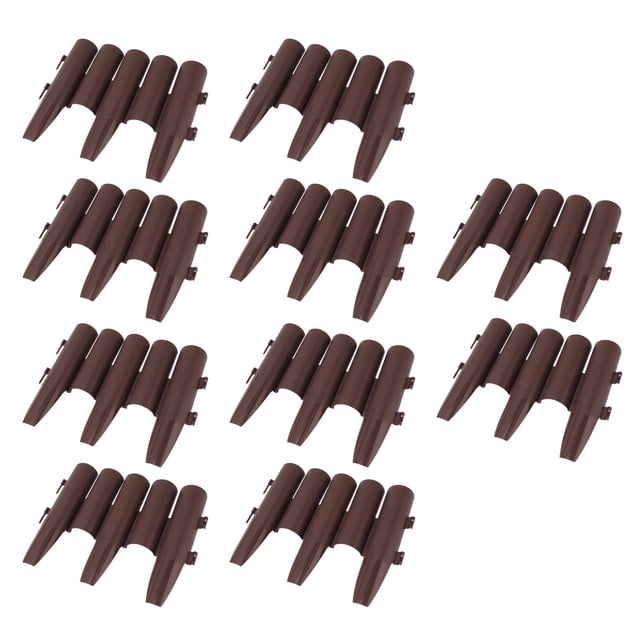 Outdoor Landscape Edging, Brown Staggered Short Fence 10PCS Durable For Yard