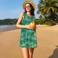 thumbnail image 3 of Fotbe Jungle Leopard Vestido de Verano sin Mangas para Mujer – Vestido Midi Línea A, Estilo Camiseta Floral, Vestido Playero Casual y Fluido, 3 of 7