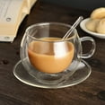 thumbnail image 3 of Glass Espresso Cup Clear Coffee Mugs Double Wall Glass Cup With Spoon, 3 of 13