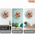 thumbnail image 4 of 2D Flat 1pc 10Inch Tulip-Themed Wooden Round Wall Clock - Pink Dutch-Inspired Farmhouse Decor with Large White Hands, Golden-Tone Numbers, 10 Incn - Easy-to-Read Non-Ticking Clock f, 4 of 7