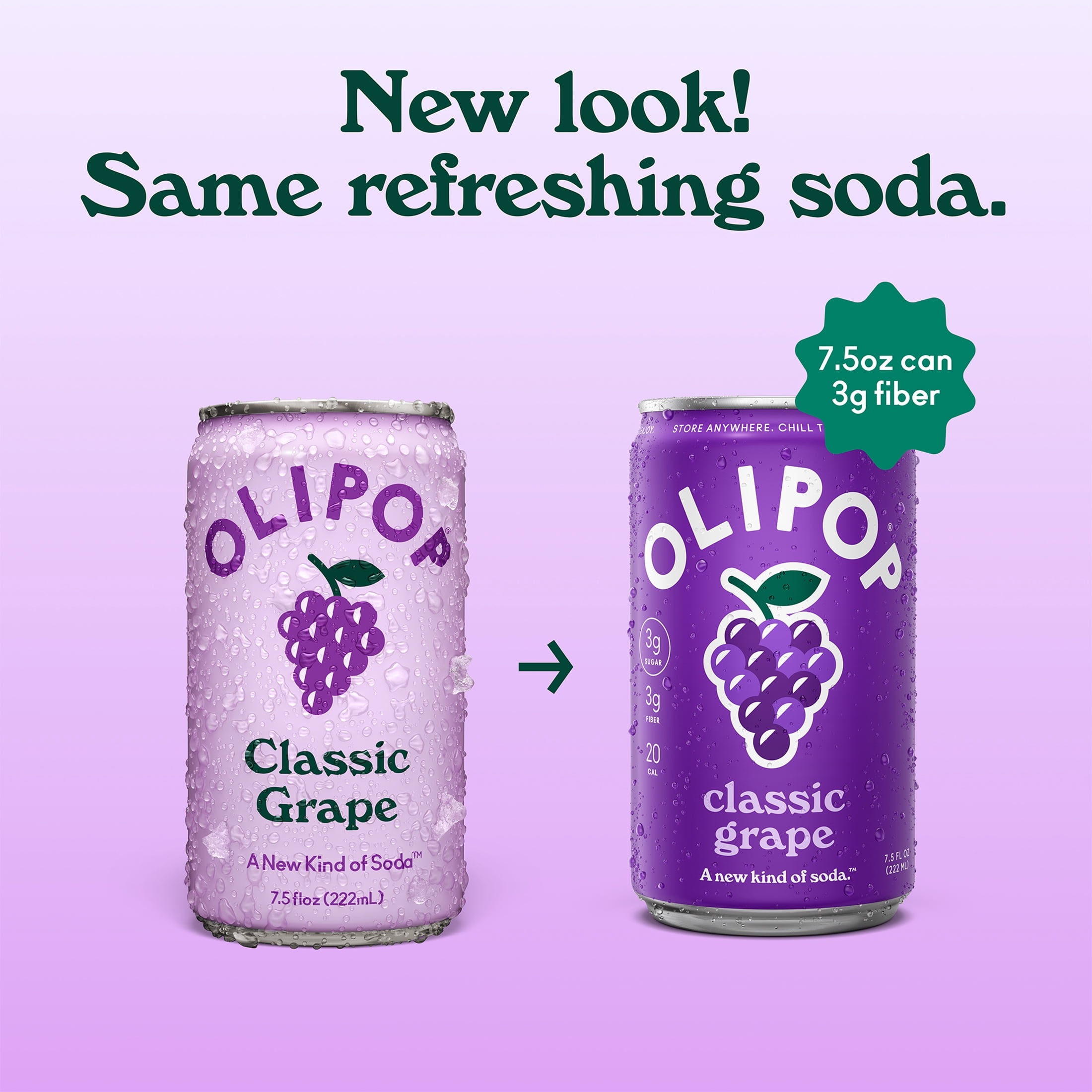 (4 pack) OLIPOP MINIs 3g Fiber Prebiotic Soda, Classic Grape, 7.5 fl oz, 6 Pack, Shelf Stable