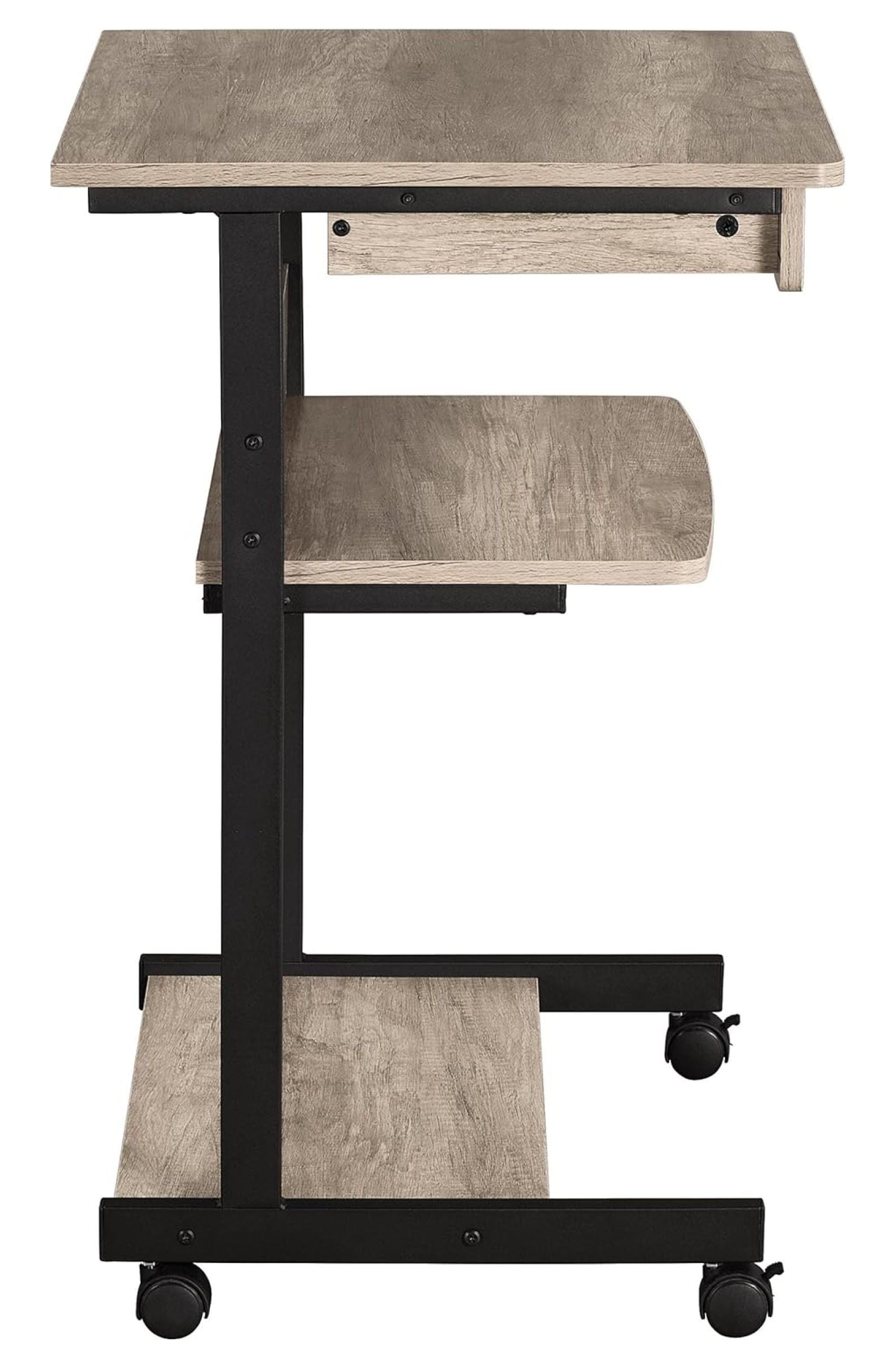 Gray Art Deco Desk, Rolling Computer Desk Cart with Drawer, Small Space for Writing, Laptop, PC, 22 x 20.1 x 31.5 inches