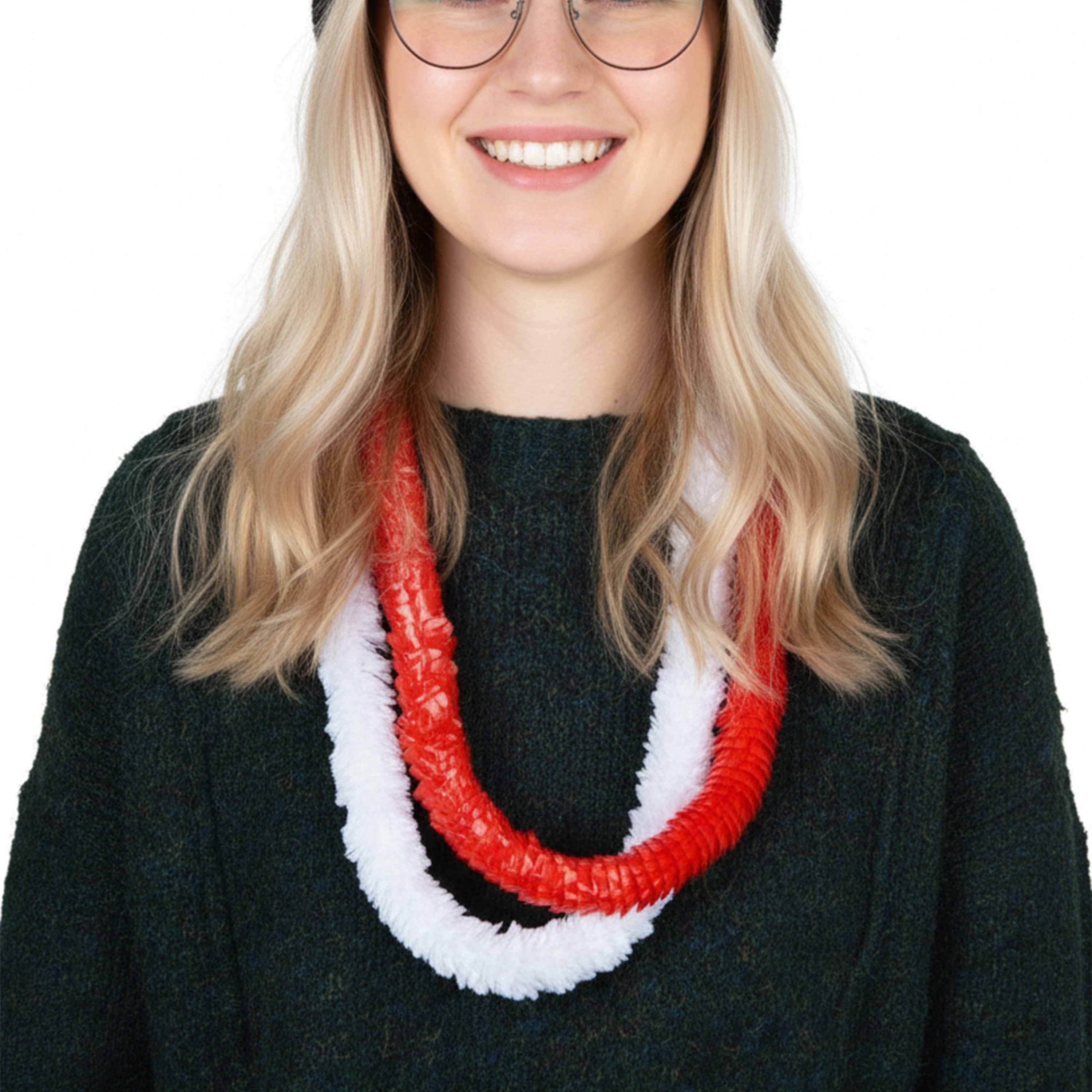 Collier de fleurs en plastique rouge et blanc (6 pièces), 81 cm, pour adulte, décoration, fête du Canada, une belle façon de célébrer