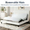 thumbnail image 4 of Allewie Full Size Velvet Upholstered Bed Frame with Vertical Channel Tufted Headboard, White, 4 of 8
