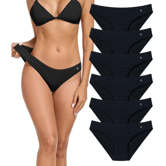 ANLIQI Modal Underwear Women Supersoft Bikini Panties for Women Pack Hi Cut Hipster Breathable Comfy Stretchy Ladies Undies(6B,S)