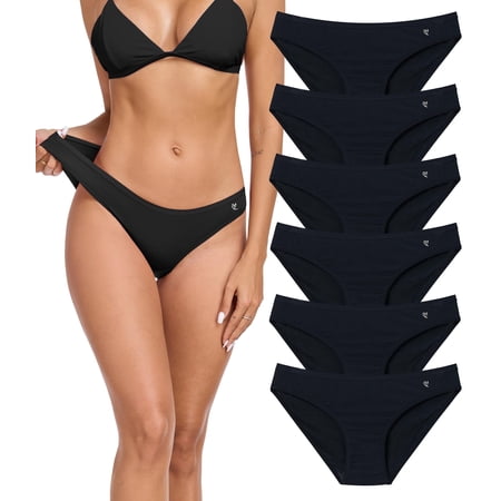 ANLIQI Modal Underwear Women Supersoft Bikini Panties for Women Pack Hi Cut Hipster Breathable Comfy Stretchy Ladies Undies(6B S)