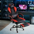 thumbnail image 2 of ECOTOUGE Gaming Chair with Footrest, Big and Tall Silla Gamer with Massage Lumbar Support, Ergonomic Gamer Chair with Reclining High Back, 360° Swivel Gaming Computer Chair, Red, 2 of 16