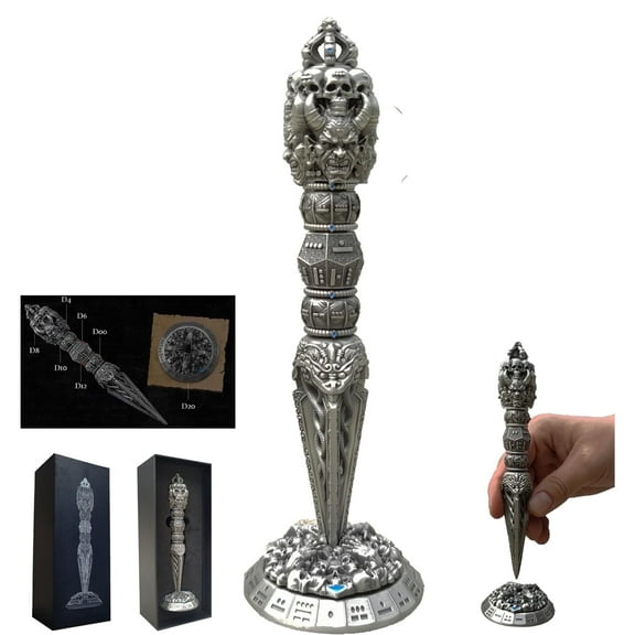 Wand Dice with Spinning, Metal Polyhedral DND Long Dice Spinner for Dungeons and Dragons, Zinc Alloy,Adult