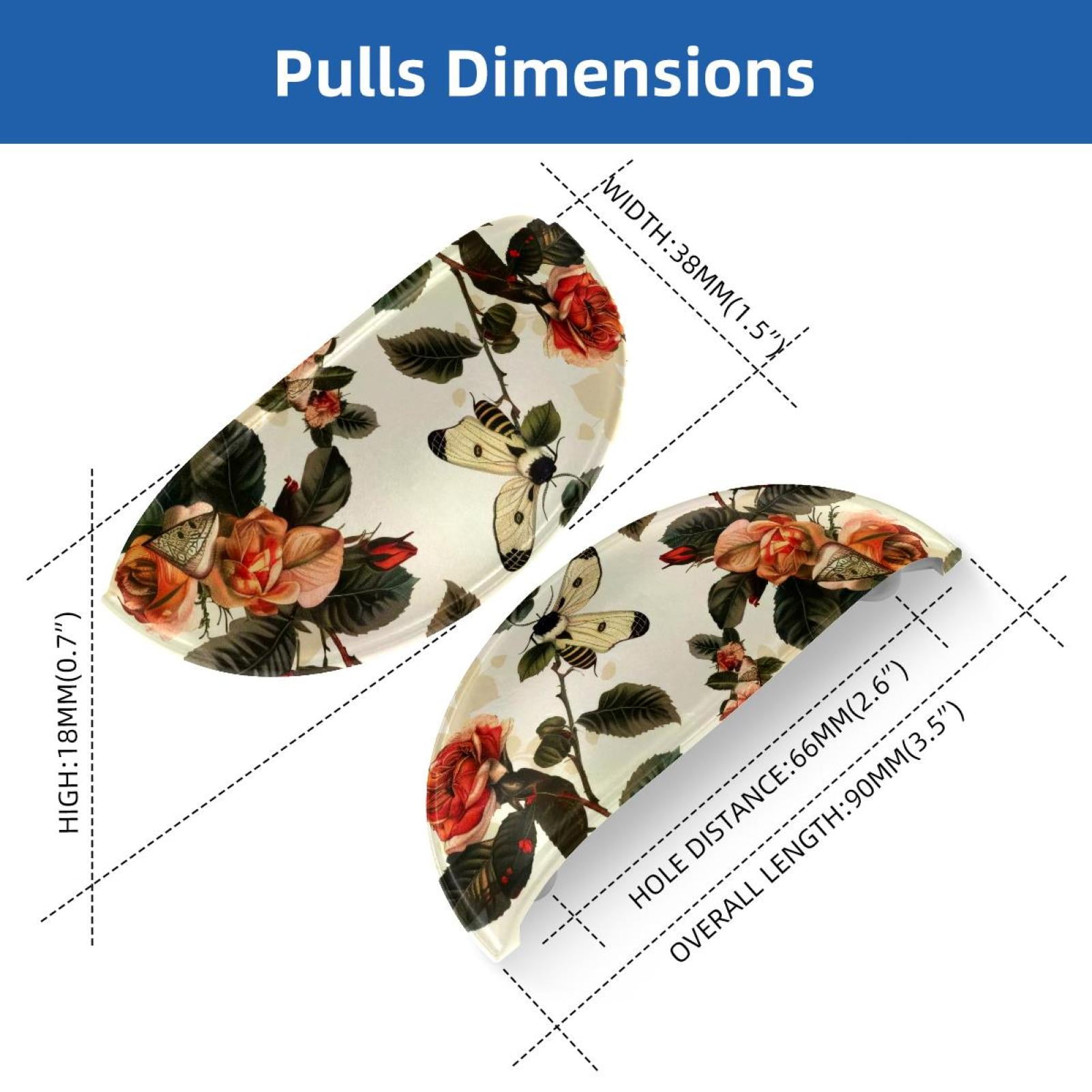 PhooArto 6 Pcs Cup Drawer Pulls, Hawk Moth Rose Flower Patterns Shell Shape Handles Cabinet Knobs for Dresser Cupboard Closet Wardrobe with Screws