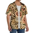 thumbnail image 2 of Lafuoo Animal Leopard Pattern Men's Cuban Collar Short Sleeve Shirt, Button-Down Resort Beach Pocket Shirt-Small, 2 of 4