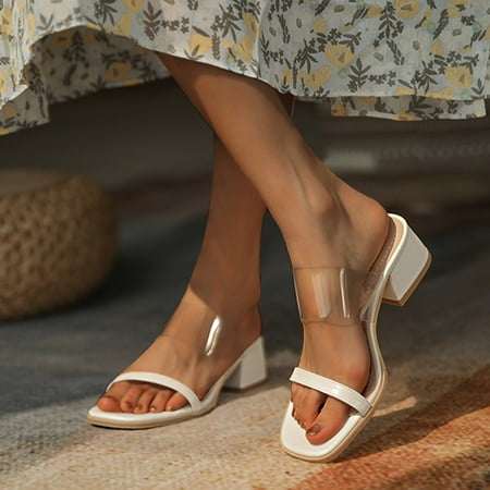 

Sunhillsgrace Shoes For Women Sandals Large New High Heel Thick Heel Transparent Belt Women s Sandals