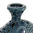 thumbnail image 4 of DecMode 16", 13"H Floral Blue Ceramic Vase with Cut Out Patterns, Set of 2, 4 of 9