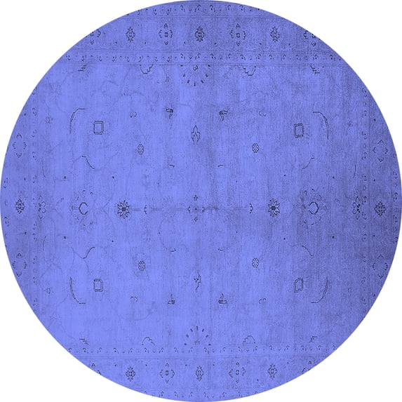 Ahgly Company Indoor Round Oriental Blue Industrial Area Rugs, 4' Round