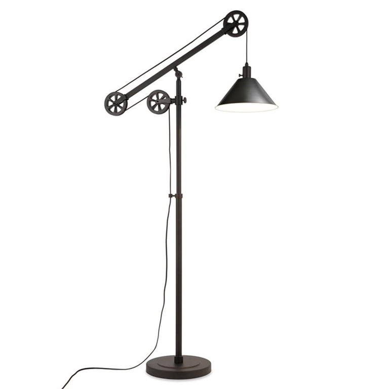 Evelyn&Zoe Descartes Pulley System Floor Lamp with Metal Shade