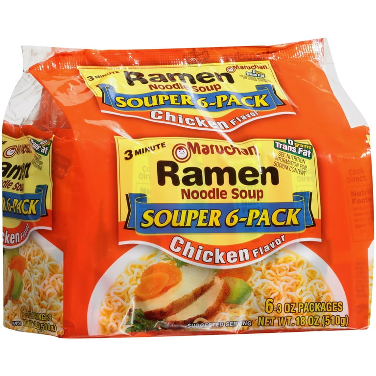 Maruchan Chicken Flavor Ramen Noodle Soup, Ready-to-Cook Souper 6